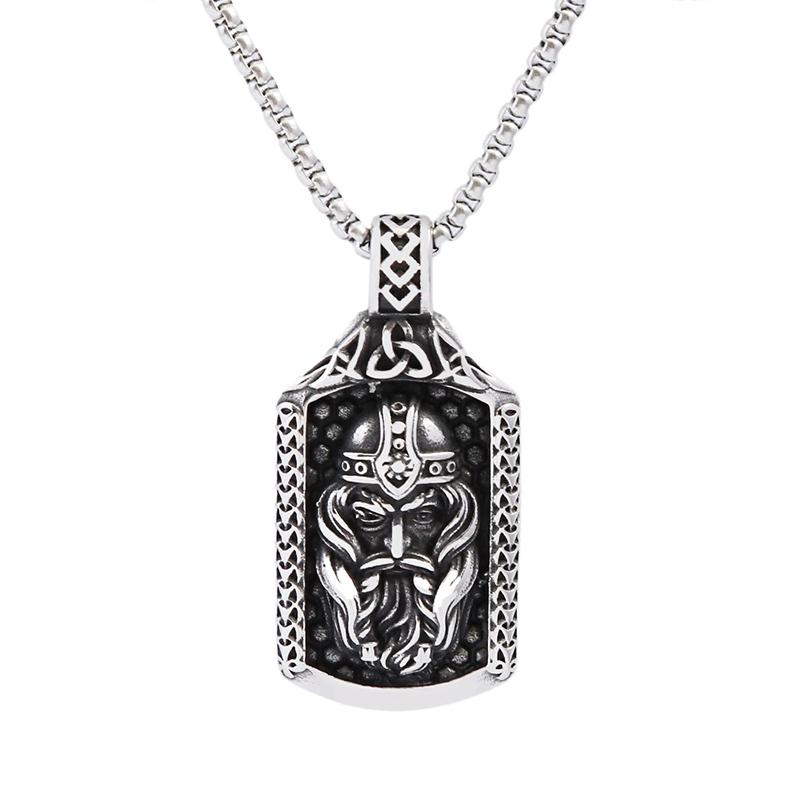 316L Steel Viking Rune Necklace for Men - Celtic Knot Warrior Pendant, Norse Retro Jewelry Gift Gothic Nordic Amulet Accessories
