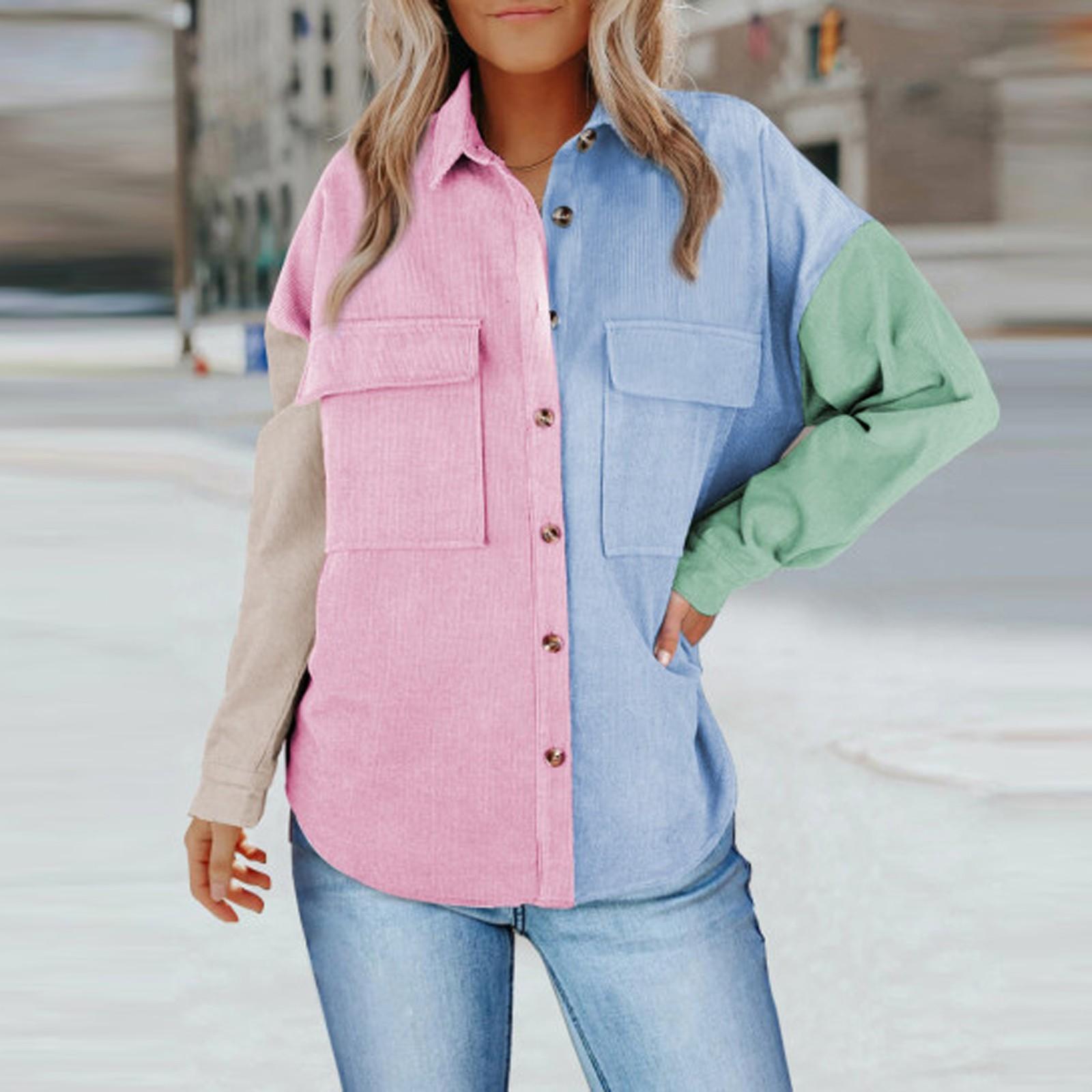 

Женские вельветовые рубашки на пуговицах, большие блузки с длинными рукавами для бойфренда, топы L