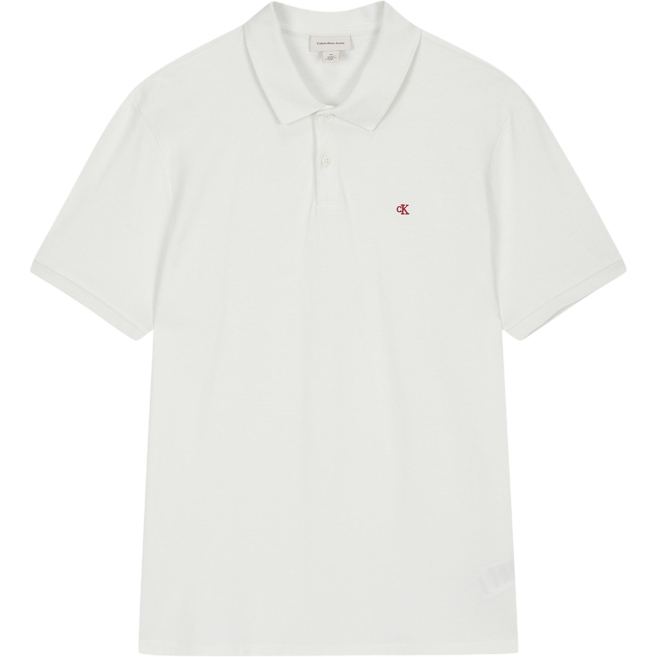 Calvin Klein Solid Color Embroidered Short Sleeve Polo Shirt Men tops White 40EM269-YAD XL