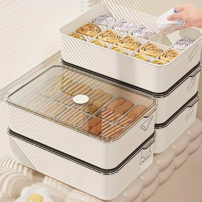 1pc Underwear, Bra, and Sock Storage Box with 15 Compartments - Perfect for Organizing Socks, Bras, and Clothes In Your Wardrobe |Transparent Cover