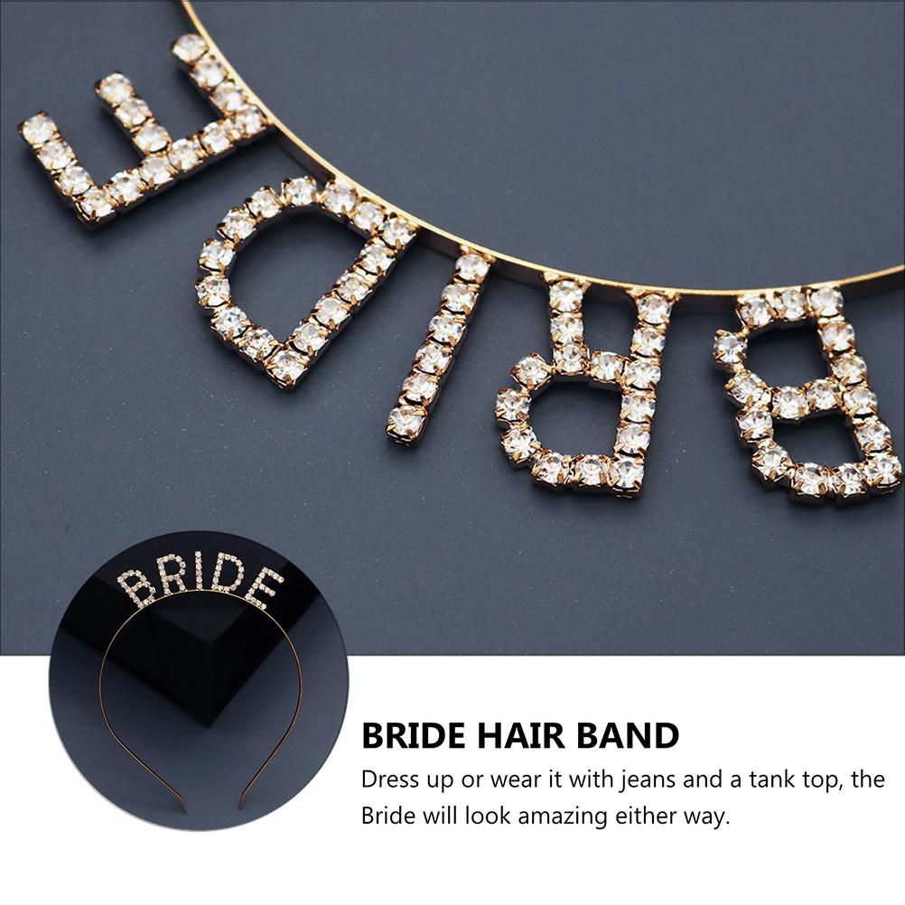1Pcs Bride Headband Bridal Letter Hairband Wedding Party Crystal Hair Accessories Pre Wedding Event Bachelorette Shower