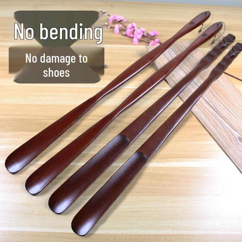 Long-Handled Solid Walnut Wood Shoehorn 2-Pack
