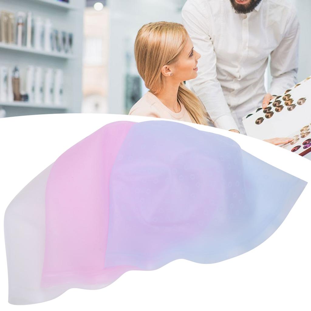 3pcs Professional Silicone Hair Dye Hat Reusable Salon Hair Color Highlighting Hat