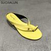 Fashion SUOJIALUN 2025 Summer New Brand Women Slipper Fashion Narrow Band Ladies Elegant Flip Flop Square Low Heel Dress Slides Shoes