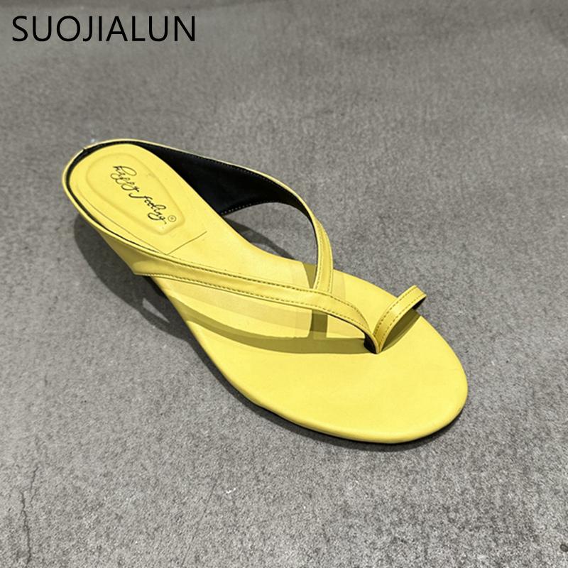Fashion SUOJIALUN 2025 Summer New Brand Women Slipper Fashion Narrow Band Ladies Elegant Flip Flop Square Low Heel Dress Slides Shoes