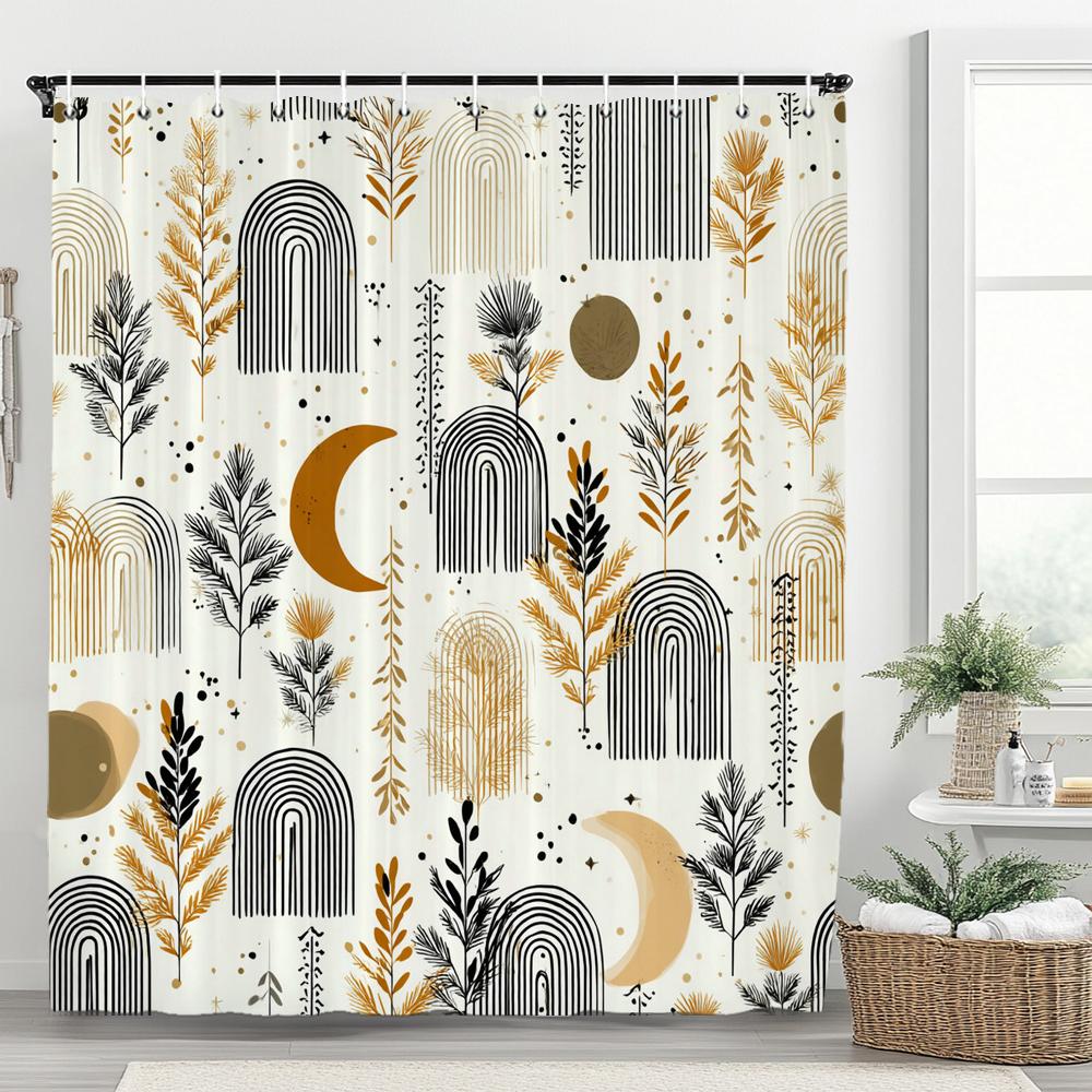 

Modern Minimalist Style Floral Leaf Shower Curtain,Polyester Fabric Washable Bathroom Curtains,Home Decoration With Hooks W60H190(CM)-1 Pcs