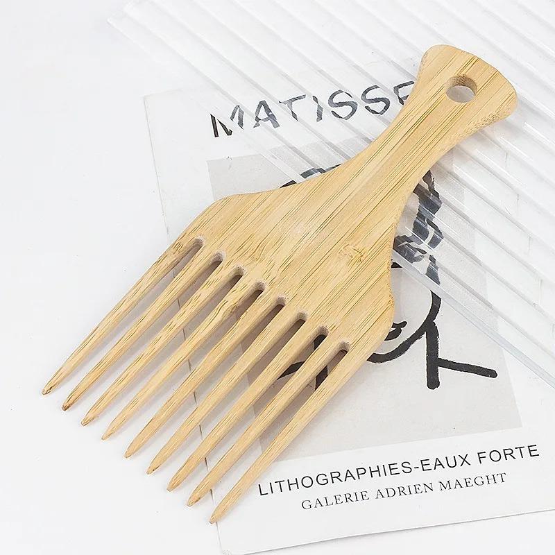 Natural Bamboo Wooden Hair Combs Anti-Static Afro Fork Comb Wide Tooth Combs Rat Tail Hair Brush Women Barber Styling Tools