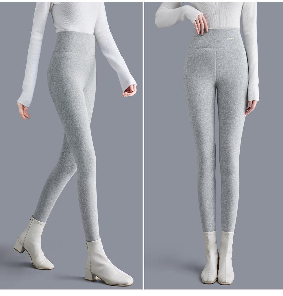 High-Waist Fleece-Lined Base Layer Pants for Middle-Aged and Elderly Women - Warm, Plus-Size, Autumn/Winter Style for Indoor/Outdoor Wear