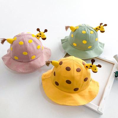 Cartoon Dot Baby Bucket Hat Cute Giraffe Toddler Fisherman Cap Spring Summer Kids Thin Panama Sun Hats Solid Color Visors
