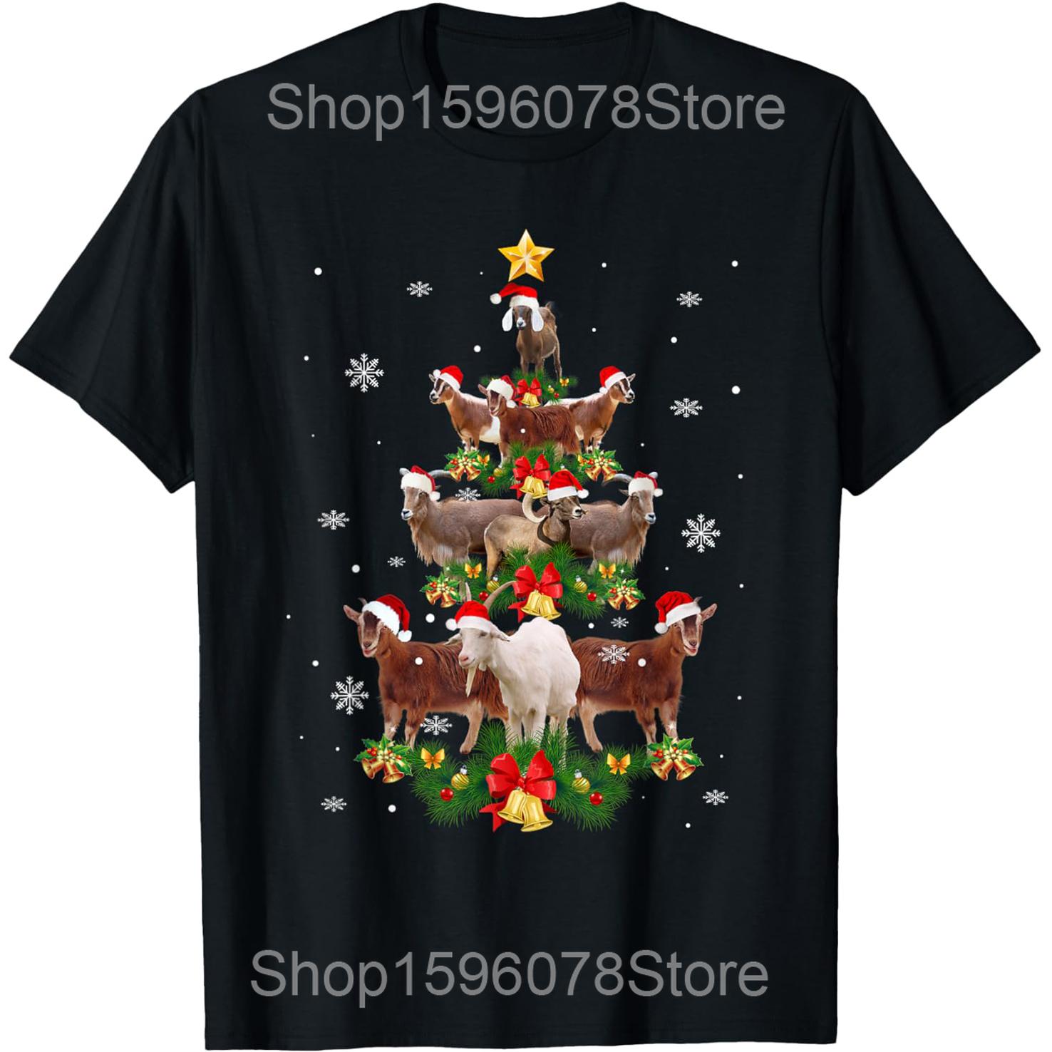 

Merry Goatmas Santa Xmas Farm Animal Farmer Goat Christmas T Shirts Men Streetwear Tee Shirt Short Sleeve Unisex Loose Clothing S