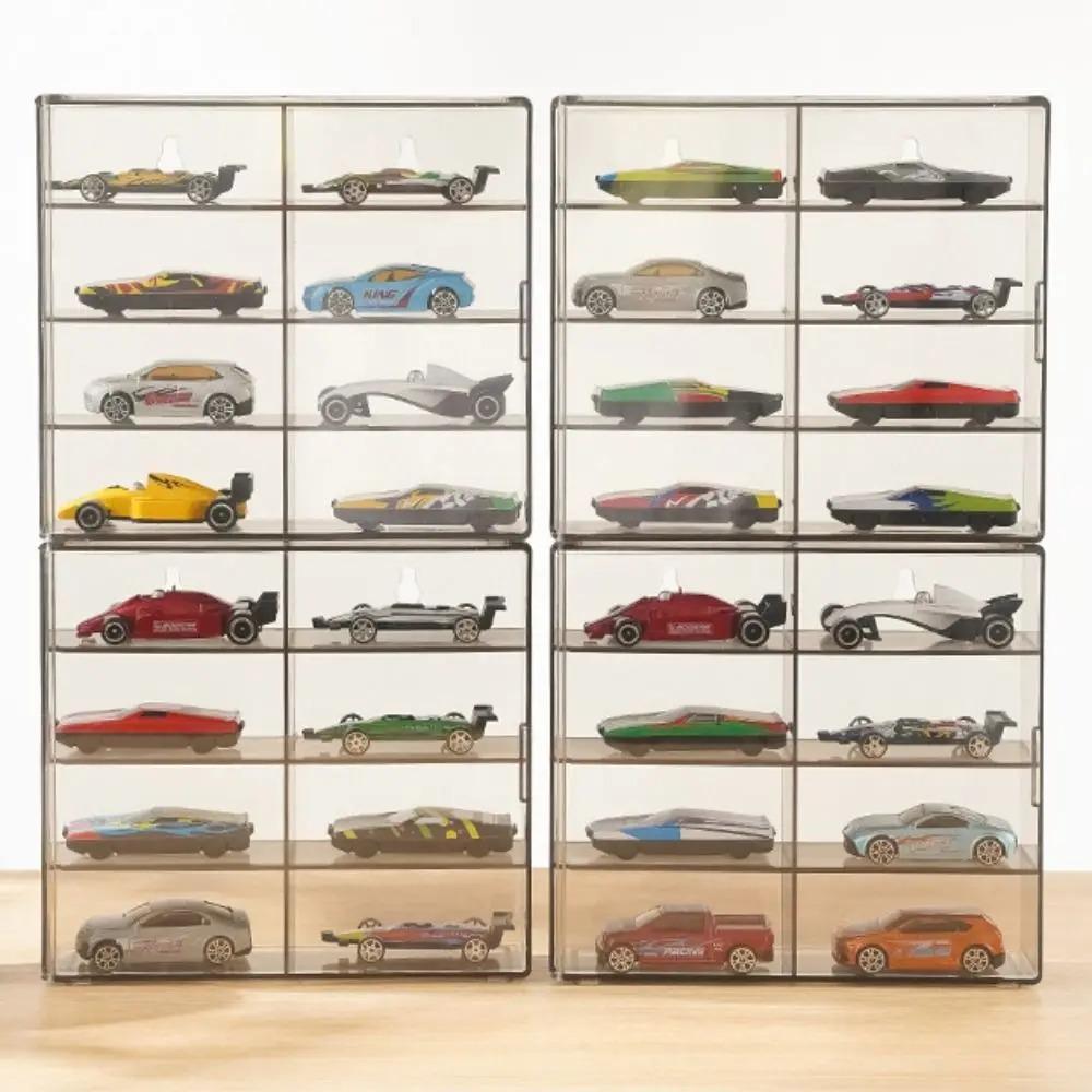 Car Model Storage Box Transparent Storage Rack with Compartments Home Stackable Jewellery Showcase Dustproof Toy Display Cabinet