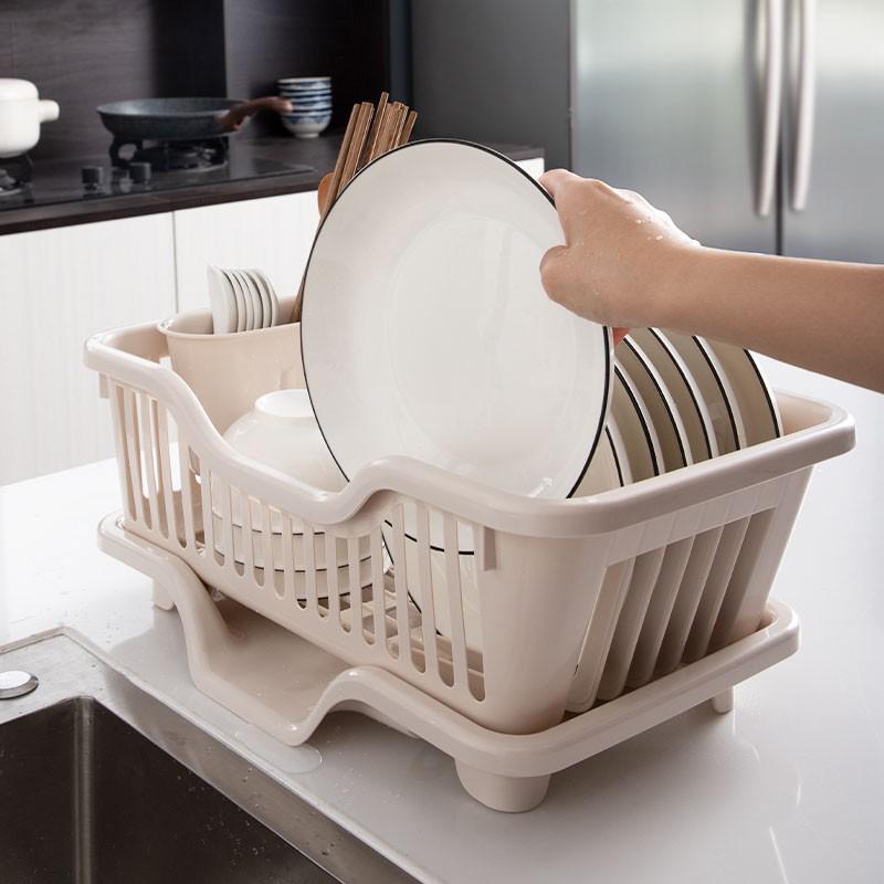 Single Layer Plastic Dish Drainer Rack for Kitchen Use