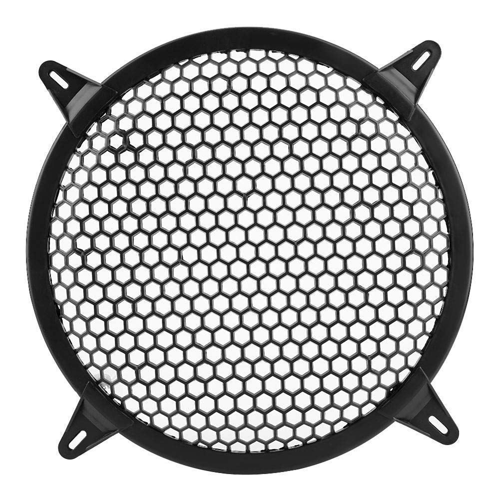 KIMISS Car Audio Speaker Cover - Plastic Mesh Cover Subwoofer Speaker Modification Protect Guard Decorative Circle Cover (Black) (10in)