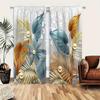2pcs Luxury Beautiful Flowers Print Curtain Rod Pocket Curtains, Decorative Curtains For Living Room Bedroom Office Home Decor