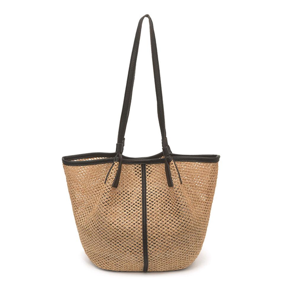 Bestseller Nuovi Colori Blocchi Borsa Tessuta Monospalla Grande Capacità Borsa a Mano Estiva Vacanze Viaggio Boemia Borse a Spalla in Paglia