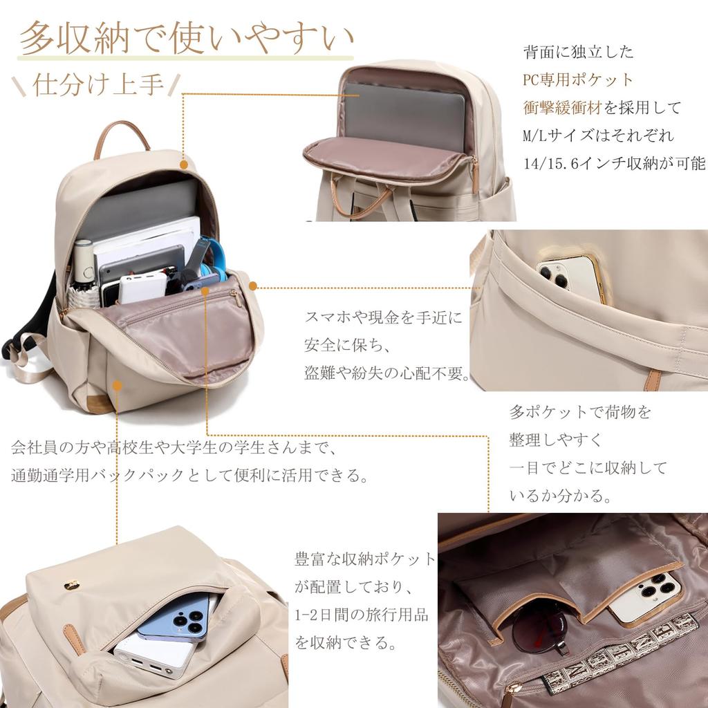 SUNLUTO Women's Backpack, Cute for Business and School, Fits 1415.6-inch Laptops, Lightweight, Large Capacity, Separate A4 Laptop Pocket, Shock