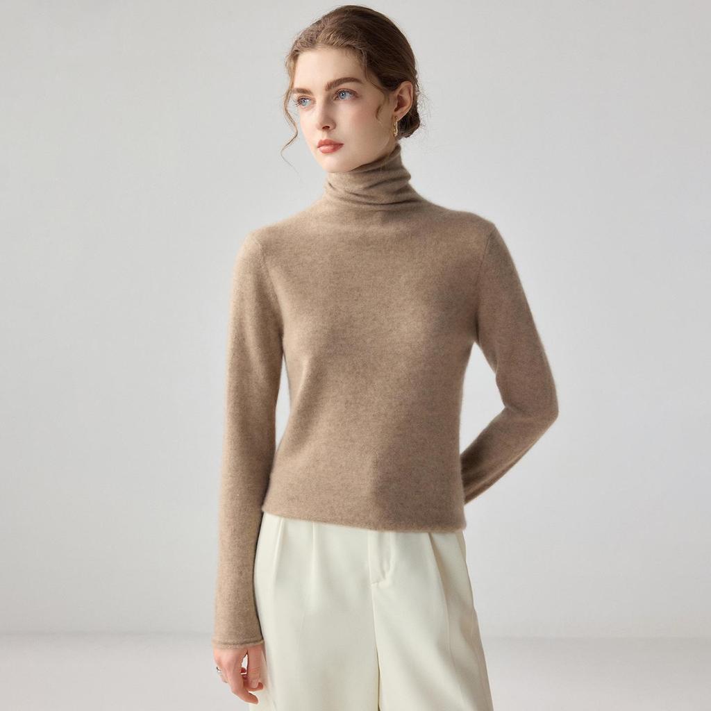 Women's Cashmere High-Neck Loose Pullover Knit Sweater