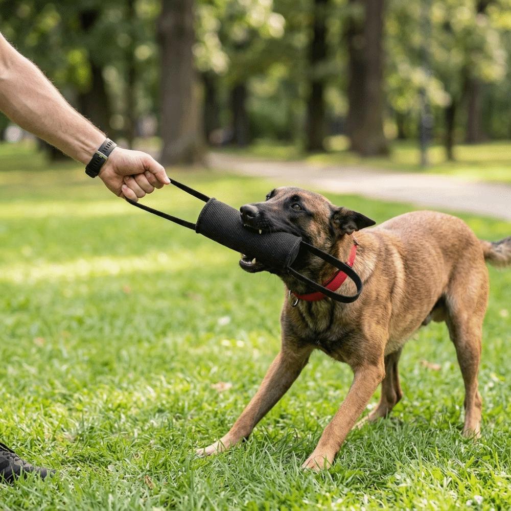 Durable Fabric Dog Chew Heavy Duty Tear Tough Training Stick Cylindrical Shape Solid Texture Bite Pillow Pet Interaction