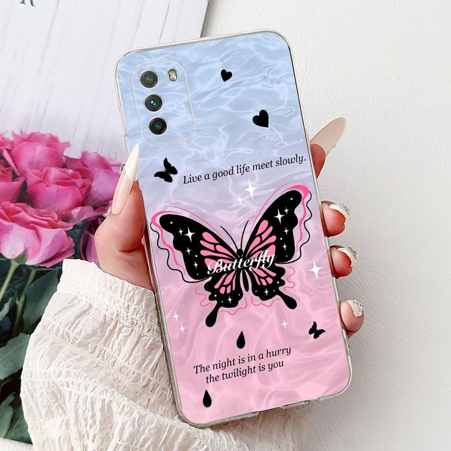 For Xiaomi Poco M3 Case Poco M3 Pro 5G Cover Fashion Flower Bowknot Capa Soft Slim Silicone Bumper For Xiaomi PocoM3 M3Pro Shell