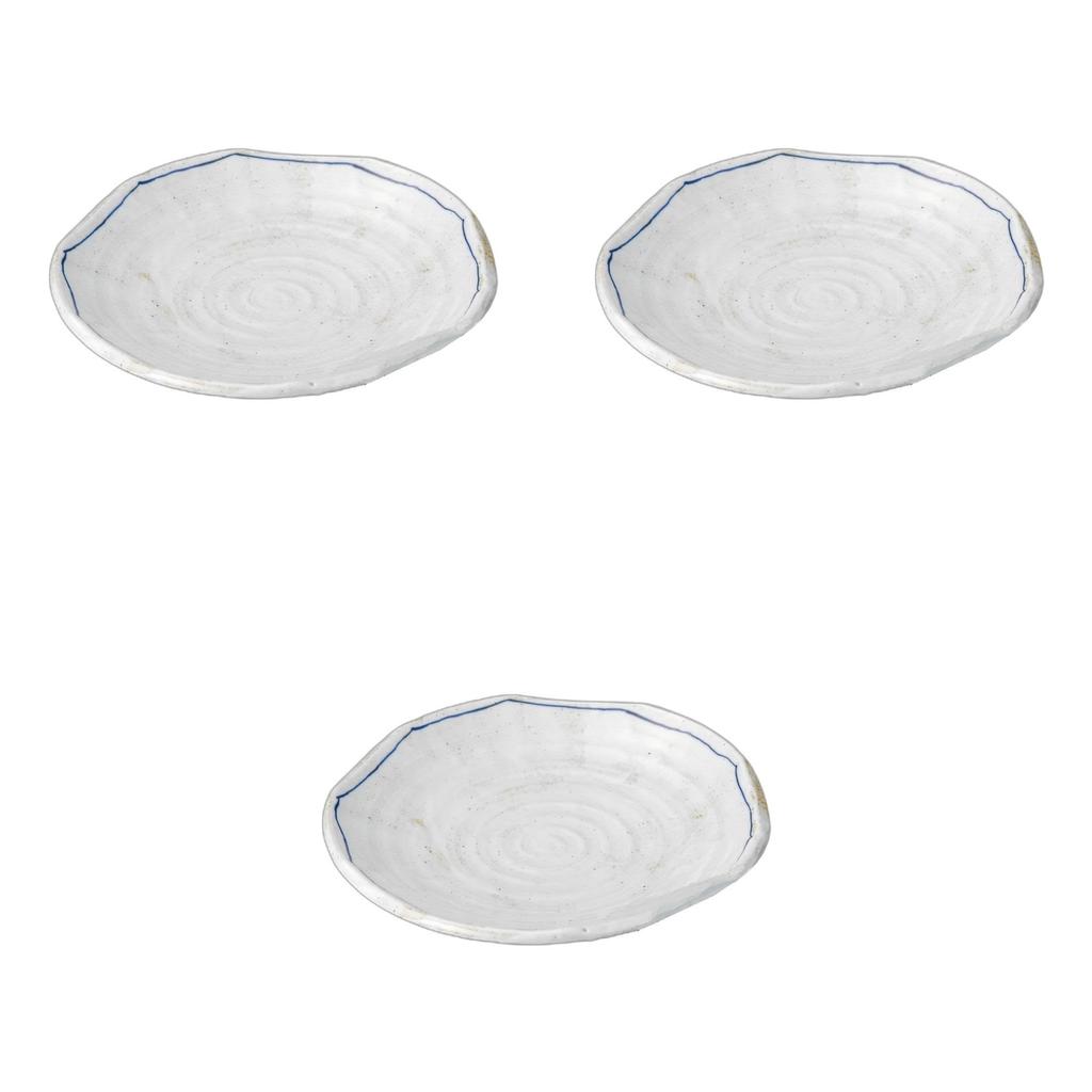 Set of 3 Yukimichi Plates x Medium Ceramic Plates by Setomonohonpo 7.0 [22 3.5cm]