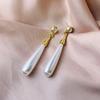 Water Drop Pearl Dangle Earrings for Women Elegant Round Drop Earrings Wedding Party Jewelry