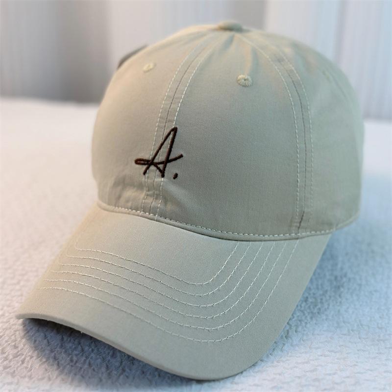 Spring And Summer Versatile Casual Cap A Letter Soft Top Big Head Circumference Embroidery Letter Baseball Cap Female Tide M(56-58cm) хаки