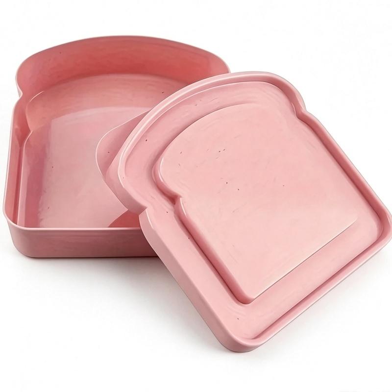 Toast Shaped Sandwich Container Reusable Wheat Straw  with Lid Portable Food Storage Box for School Office Camping Picnic