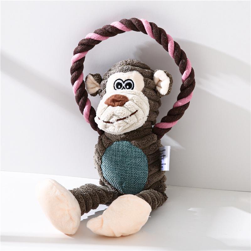 Pet Plush Toy: Chewing Monkey, Lion, and Elephant with Interactive Sound