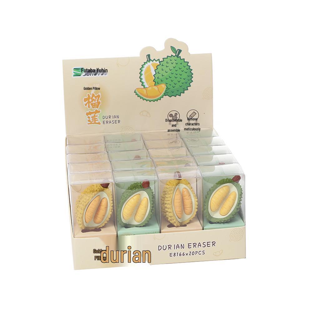 

Creative Fruit-Shaped Erasers: Avocado, Pomegranate, Durian - Smudge-Free Stationery for Students and Office. Order 20 for a full box