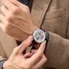 TIME100 Luxury Men's Automatic Skeleton Watch with Stainless Steel and Genuine Leather Band, 50M Water Resistance (Silver)