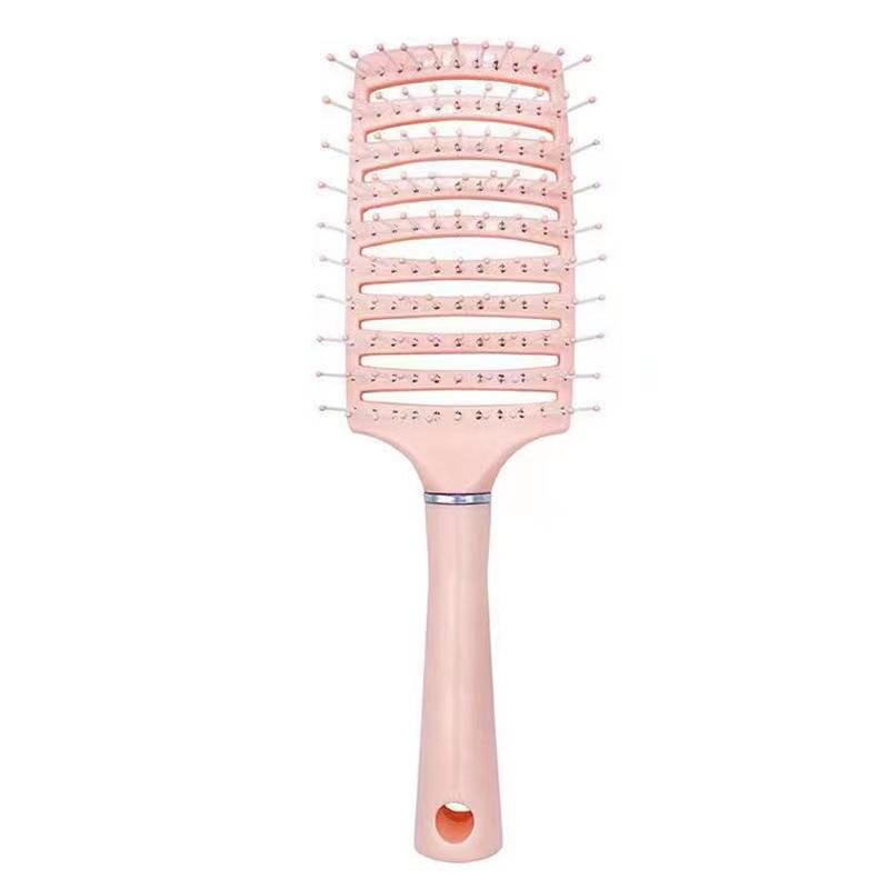 

1PC Puffy Ribs Comb Wavy/Smooth Wet/Dry Hair Brush, Simple And Durable Comb, Smooth Wavy Wide Hair Brush, Suitable For Women Men Girls розовый