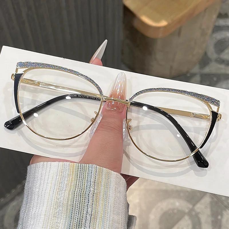 New Exquisite Metal Glasses for Women Anti Blue Light Glasses Fashion Cat Eye Computer Goggles Eyewear
