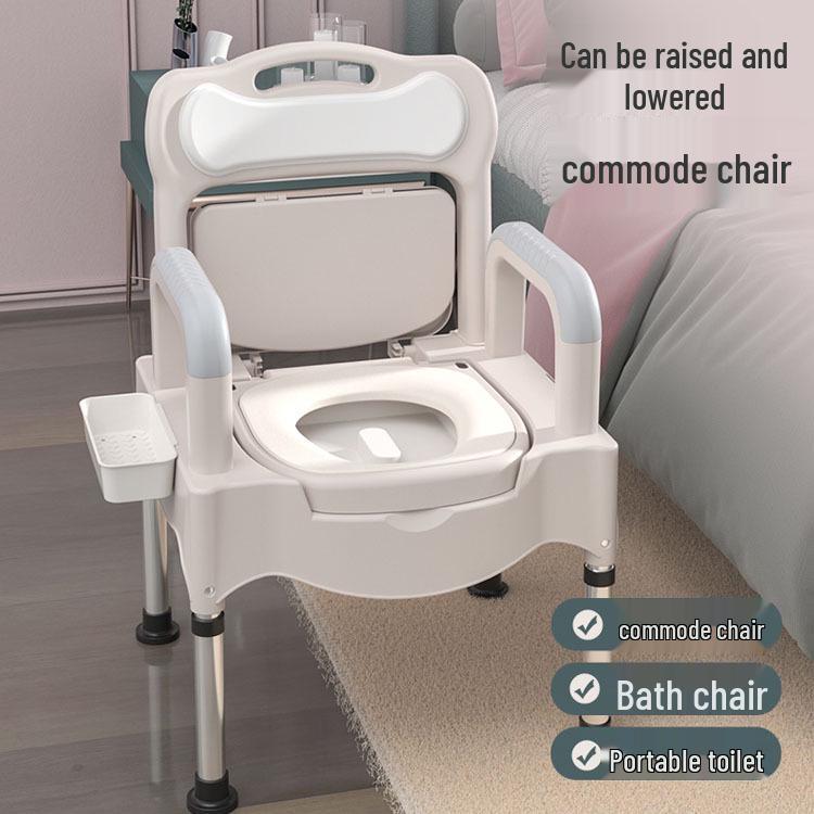 Adjustable Stainless Steel Commode Chair for Elderly and Pregnant Women, Portable with Bedpan