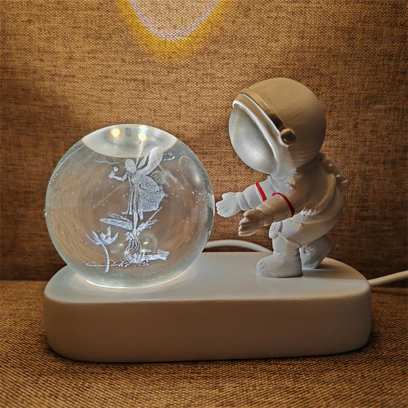 Astronaut Creativ 3D Minge de Cristal Led Lumină de noapte pentru Dormitor Copii Planetă Spațiu Lampă Sistem Solar USB Cadou de Crăciun pentru copii
