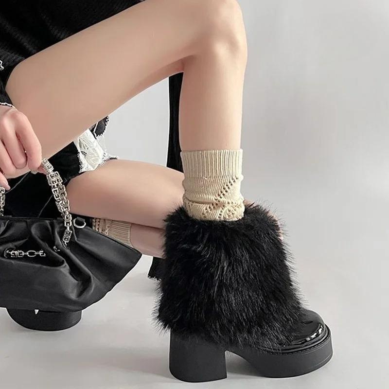 Fashion Thick Bottom Fur Pants Boots Women 2025 Autumn and Winter New Fashion Plus Fleece Warm Fashion Ankle Boots