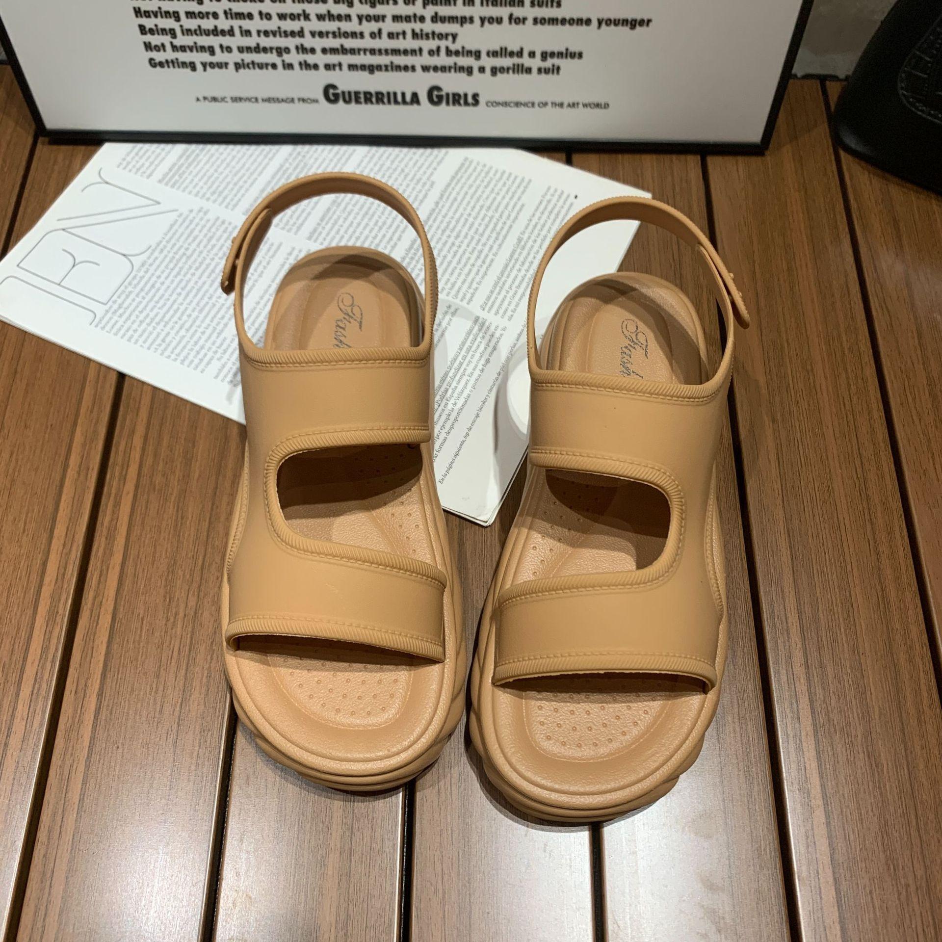 

Весна и лето новые босоножки на платформе женские повседневные пляжные сандалии модное слово с римскими сандалиями 40 хаки