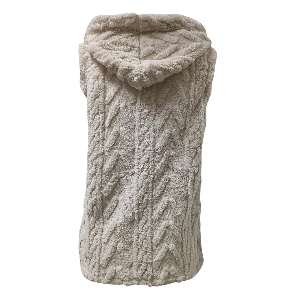 Women's Fashion Winter Plush Hooded Cardigan Mid-length Coat Vest