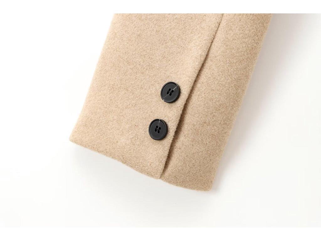 2024 Autumn Women's European & American Style Soft Lapel Long Sleeve Wool Coat
