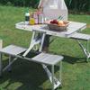 Portable Folding Picnic Table with 4 Seats Aluminum Alloy for Outdoor Camping Beach Brushed Silver