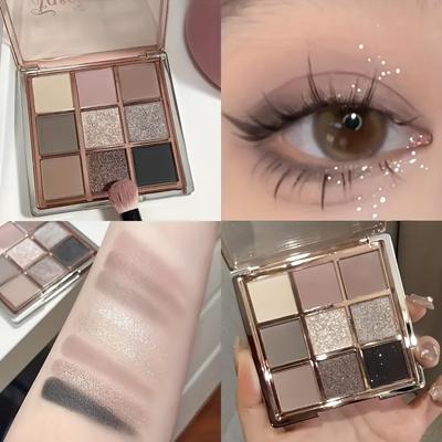 9-Color Multifunctional Eyeshadow Palette, Matte & Shimmer Effects - Low To High Key, Earthy & Neutral Tones, Long-Lasting Cream Texture for Daily Use