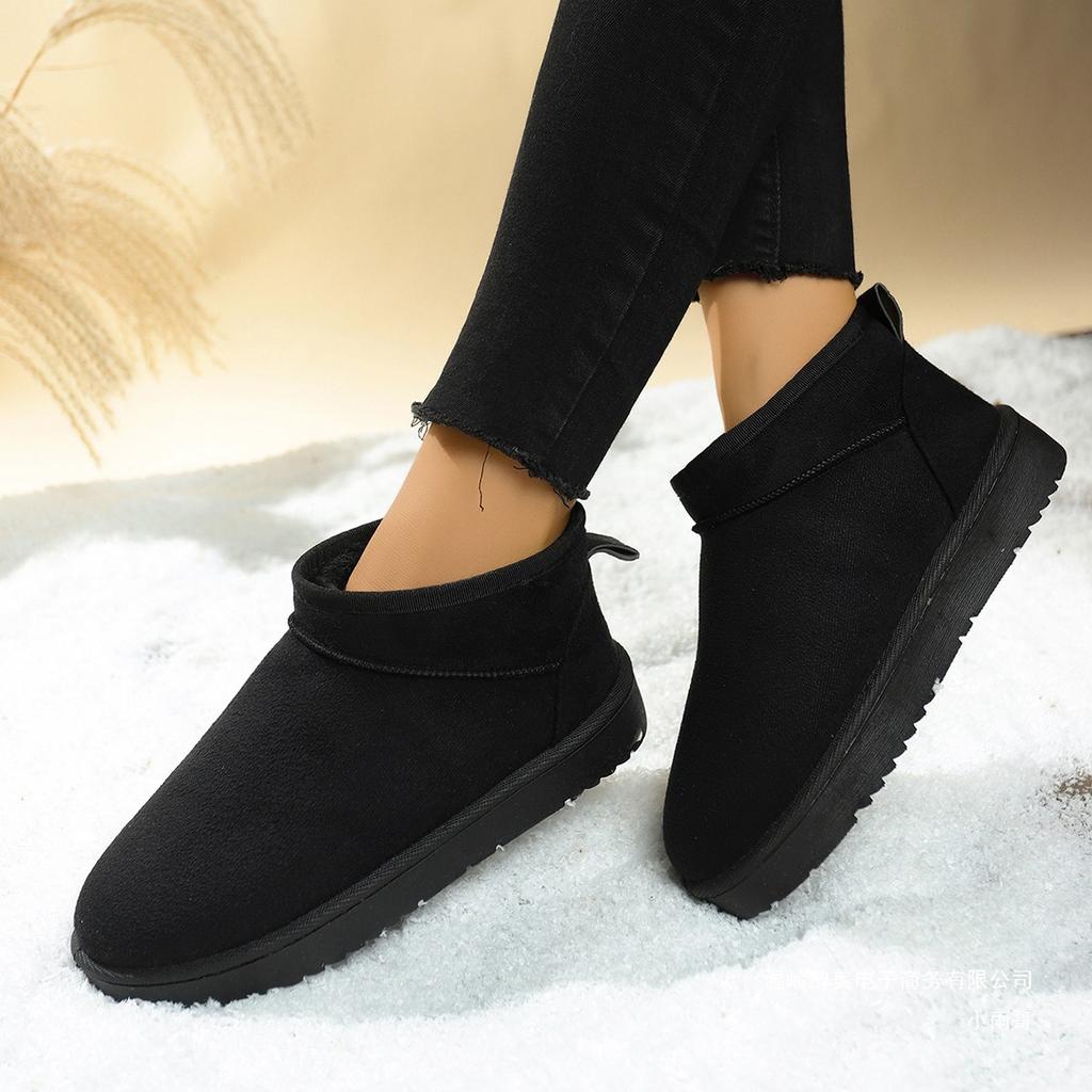 Women's Large Size Soft Sole Winter Warm Fur One Snow Boots Padded Lined Ankle Boots Non-slip Hiking Sports Cotton Boots