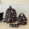 Sweet Simple Bow Tie Floral Three Piece Backpack Lightweight Large Capacity Multifunctional Student Backpack Campus Outdoor