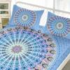 3-Piece Vibrant Blue Mandala Bohemian Fitted Sheet Set - Soft Breathable HD Printing Bedding for Home Dorm - Includes 1 Fitted
