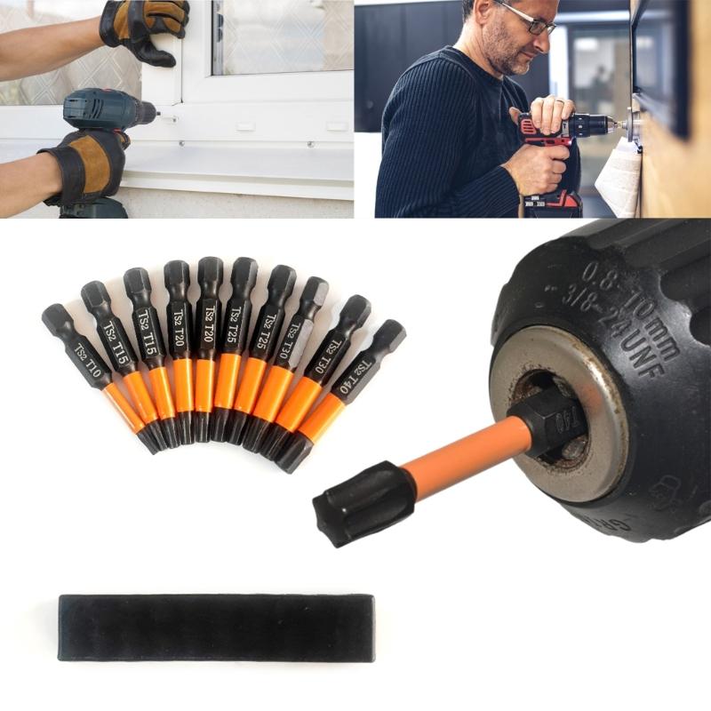 10Pieces Torx Head Screwdriver Bit Set Hex Shank Security Tamper Proof Screwdriver Drill Magnetic Screwdriver Bit Tool