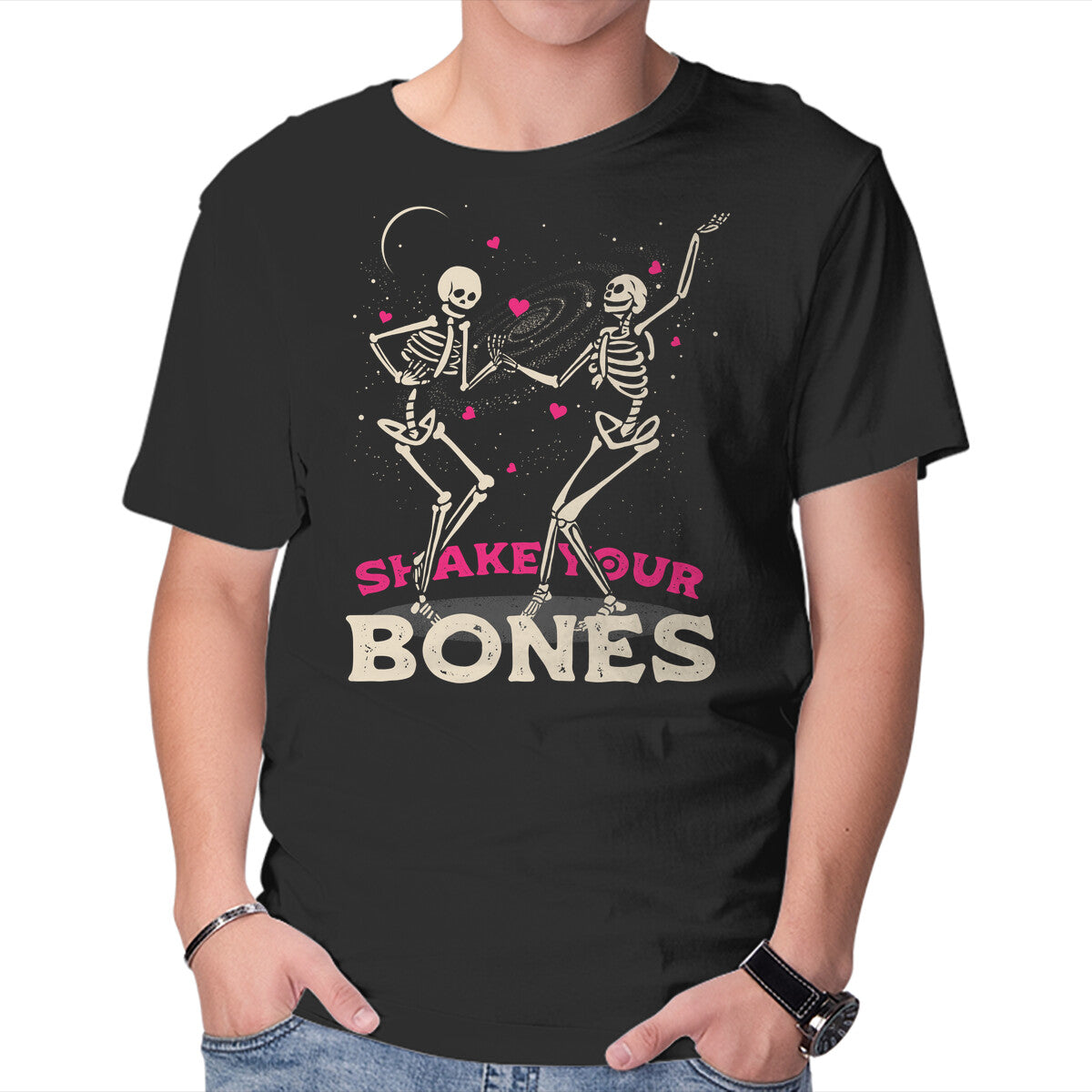 Unisex Crew Neck T-Shirt Shake Your Bones Graphic Short Sleeve Casual Tee XXL