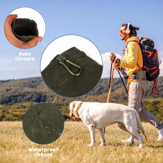 Pungă pentru recompense câine cu clips Impermeabilă Pungă portabilă hands-free pentru plimbat câinele Pungă de depozitare alimente pentru cățel cu auto-închidere pentru exterior