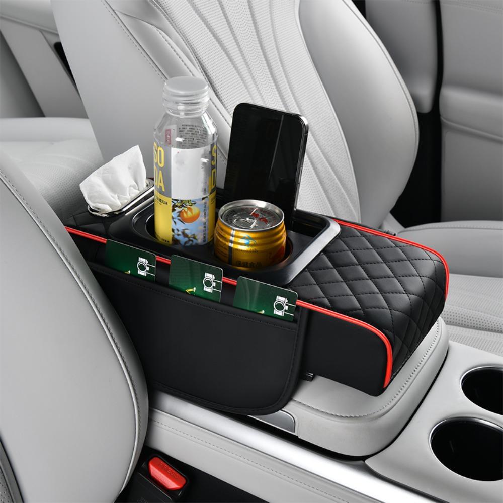 PU Leather Center Console Armrest Cushion Portable Storage Box New Car Armrest Pillow Universal
