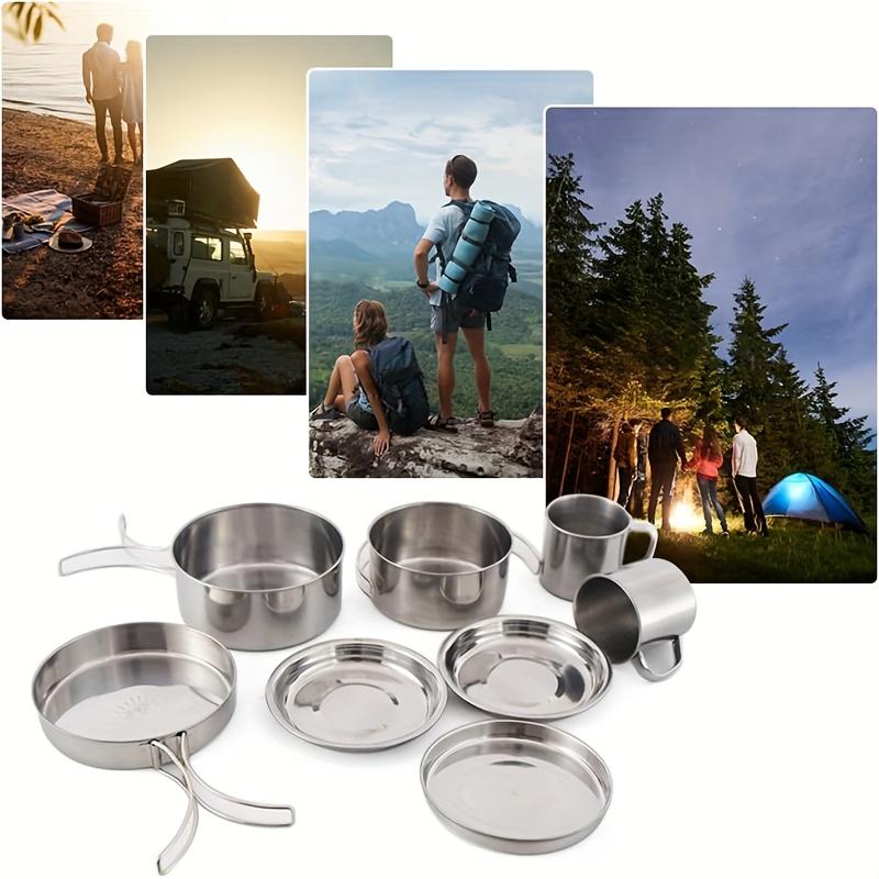 Camping Cookware Cutlery Set Camping Cooking Pots and Pans Set with Plates and Cups for Camping for Camping Hiking Backpacking