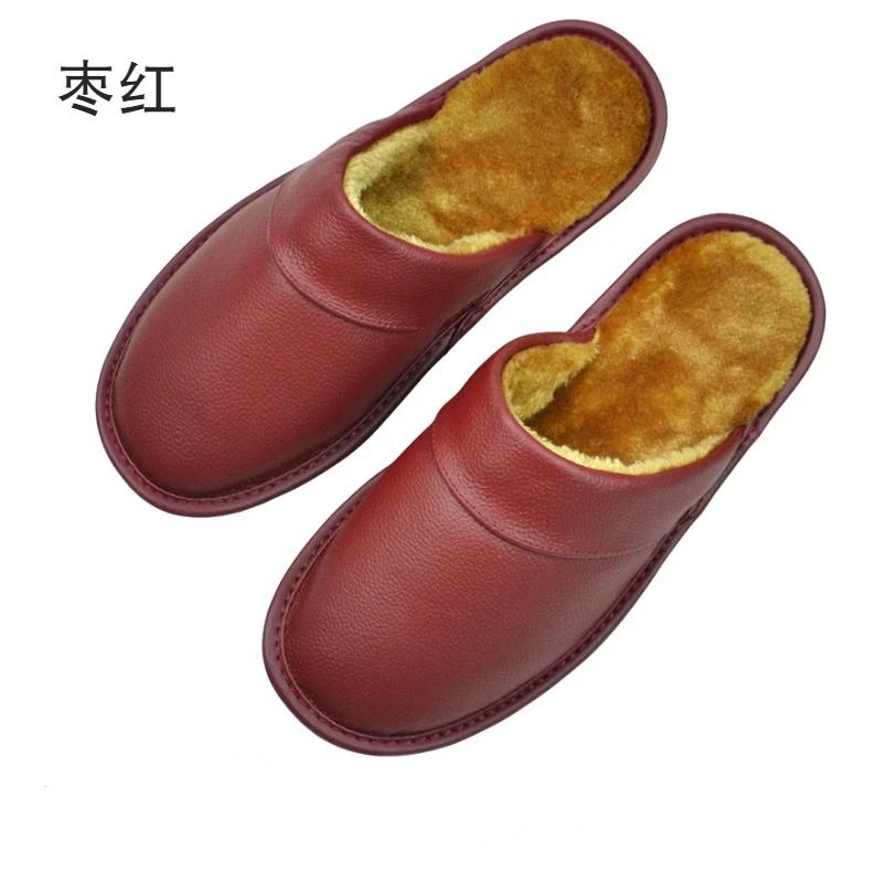 Luxury Cow Split Leather Men's Handmade Men Home Slippers Spring Slip on Soft Comfortable Black Brown Bedroom Indoor Flat Shoes