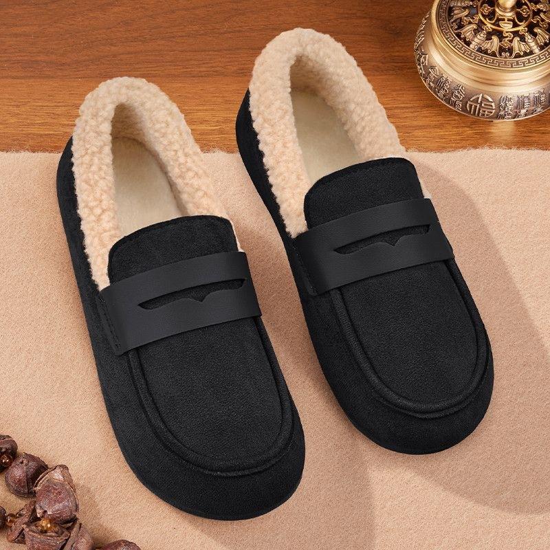 Wide fat feet with one pedal, warm Doudou cotton shoes, new winter soft-soled non-slip, piled and thickened snow boots for pregnant women